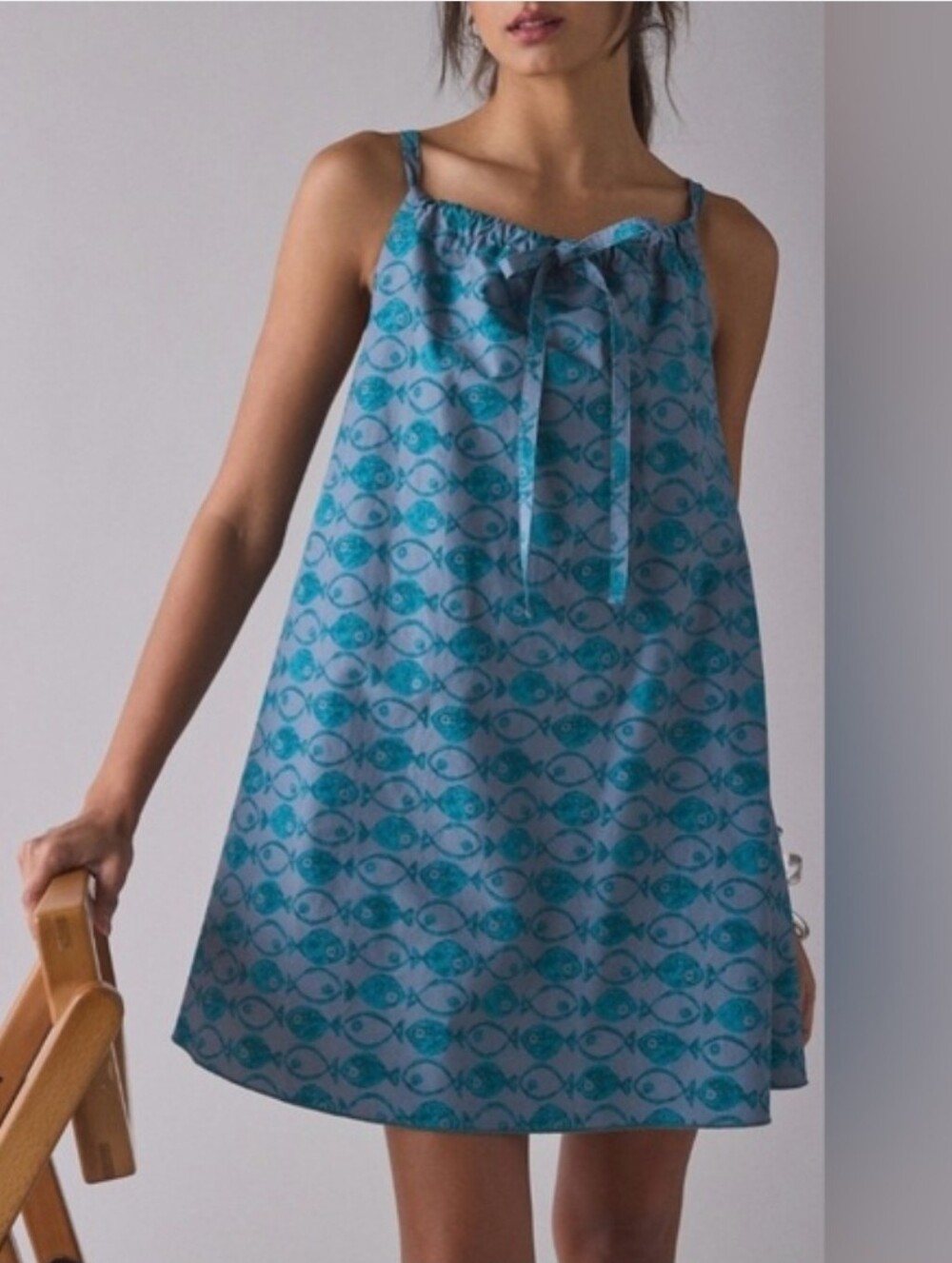 New! Urban Outfitters Eva Tie-Front Ruched Strap Mini Dress With Pockets,NWT